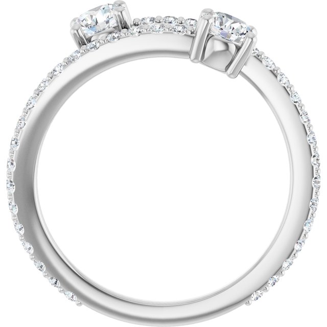 14K White 7/8 CTW Natural Diamond Two-Stone Ring 